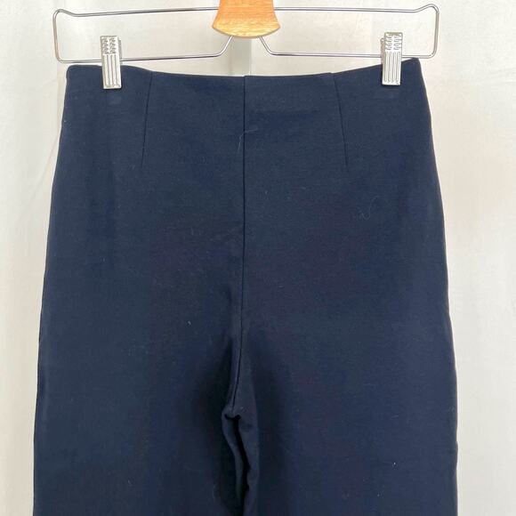 THEORY Vielio Fixture Ponte Pants Flat Front Side Zip Cropped Navy Blue Size 0 - Picture 6 of 10
